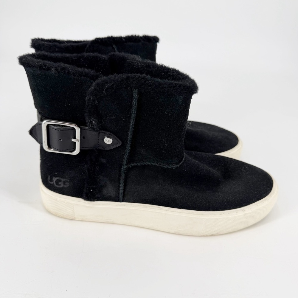 UGG Aika Sneaker Boots Black Suede Buckle Detail Above Ankle Size 8